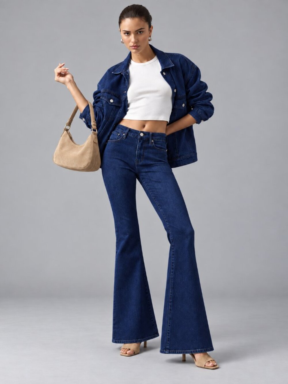 FRAME Dark Indigo Le High Flare High Rise Jeans 70's Minimalist Size 29